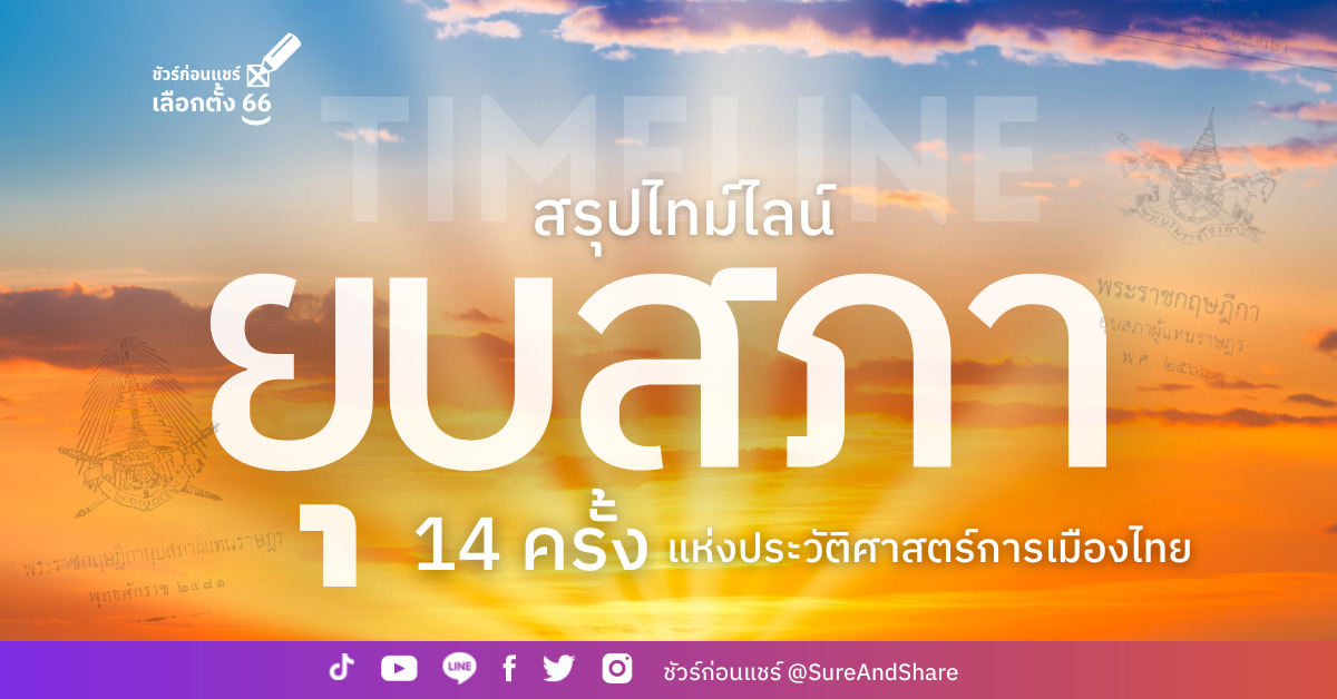 สรุปไทม์ไลน์ “ยุบสภา” 14 ครั้ง แห่งประวัติศาสตร์การเมืองไทย | ชัวร์ก่อนแชร์ เลือกตั้ง 66