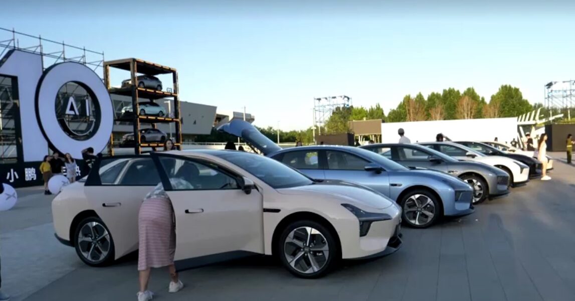 new Xpeng EV in parking lot