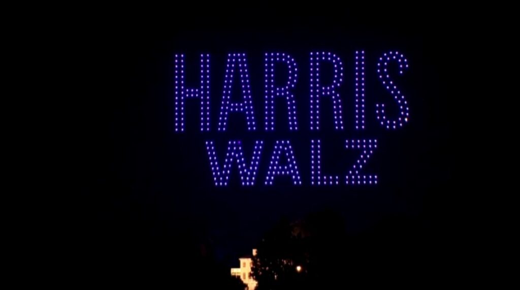 Drone show lights up support for Harris on evening of presidential debate