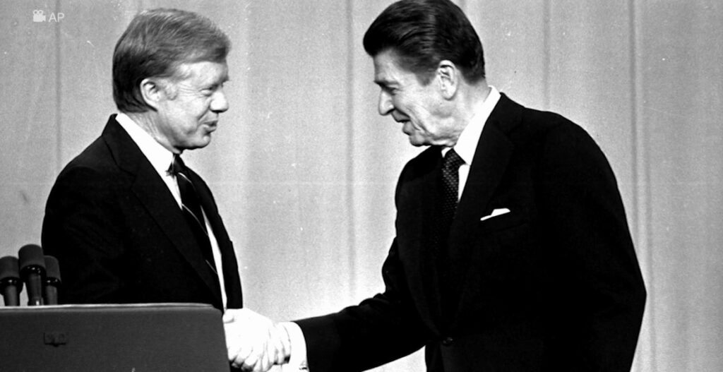 Jimmy Carter and Ronald Reagan debate