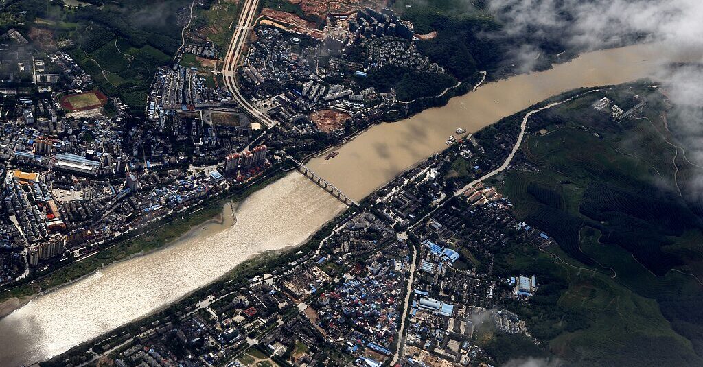 bird's-eye view of Dam in Yunnan China