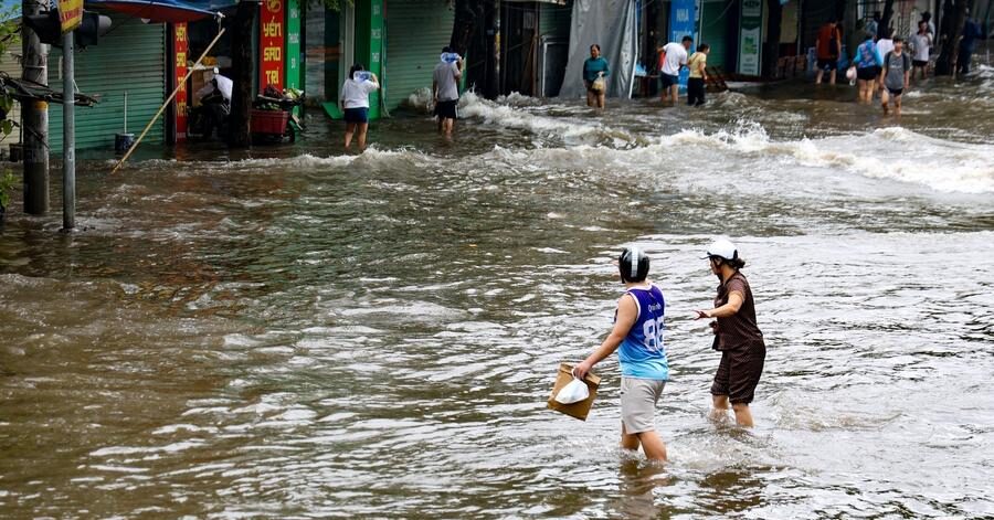 Photo taken on Sept. 10, 2024 shows flood-affected areas in Hanoi, Vietnam