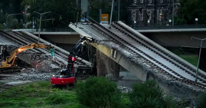 Collapsed Dresden bridge in Germany