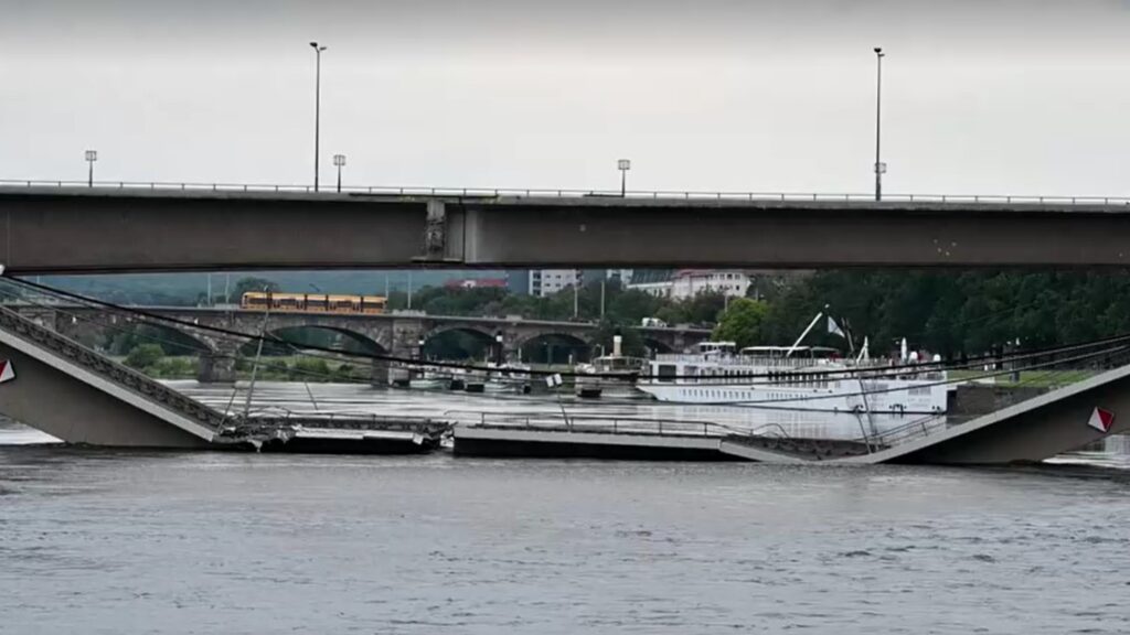 Collapsed Dresden bridge in Germany