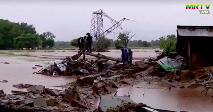 Floods and muddy in Myanmar