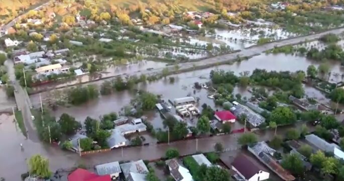 Drone views reveal extent of damage in flood-hit Romanian village