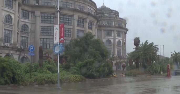 heavy rain in Shanghai from typhoon Bebinca