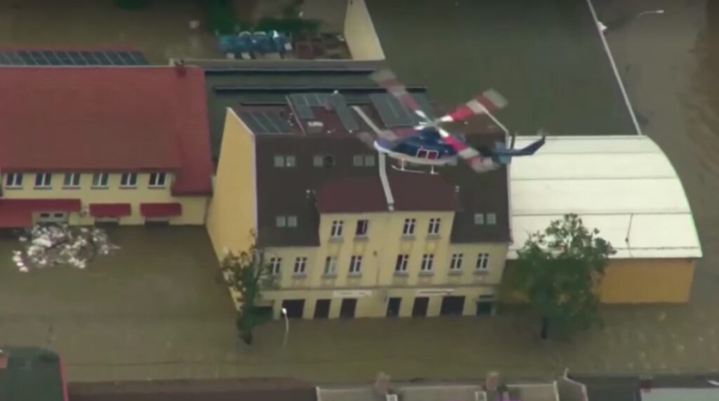 Helicopters deployed for rescue operations in flooded Czech city of Ostrava