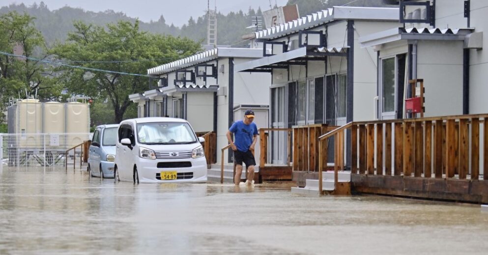 temporary house for victims of earthquake on New Year's Day flooded from heavy rain in central Japan