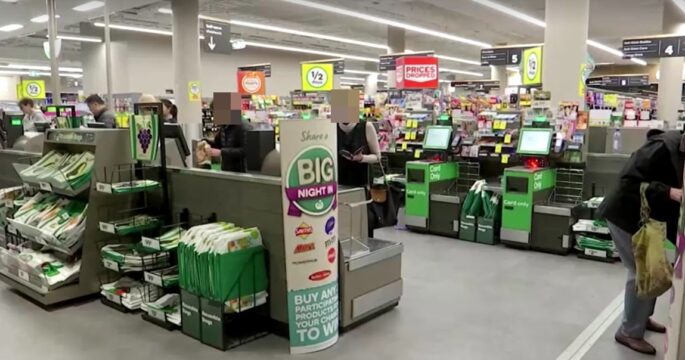 customers in supermarket