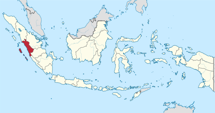 West Sumatra in Indonesia map