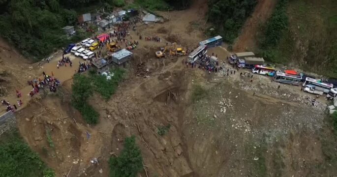 Drone footage shows scale of devastation after Nepal landslide