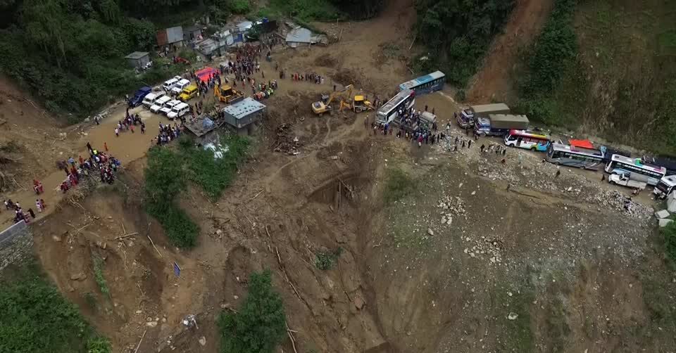 Drone footage shows scale of devastation after Nepal landslide