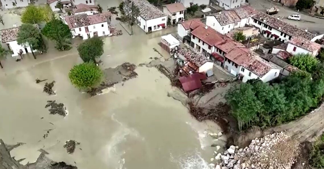 Drone shows damage in evacuated Emilia-Romagna town hit by second storm system