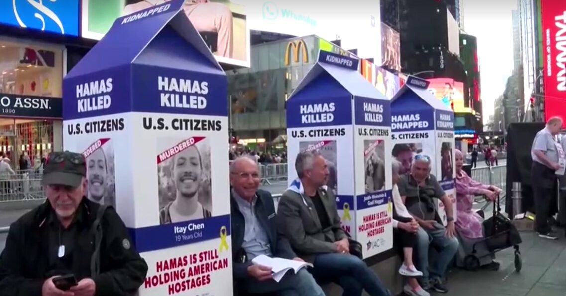 Milk cartons show American hostages holding by Hamas