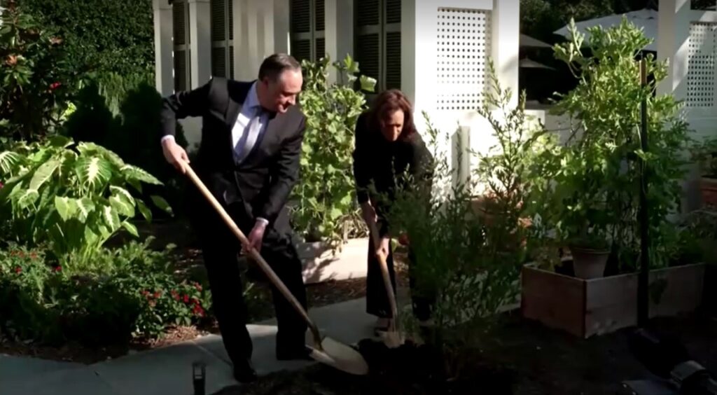 Harris plants a tree marking anniversary of Oct. 7 Hamas attacks on Israel