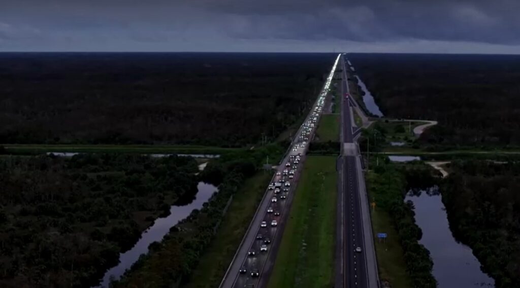 Florida evacuations captured by drone as Hurricane Milton approaches