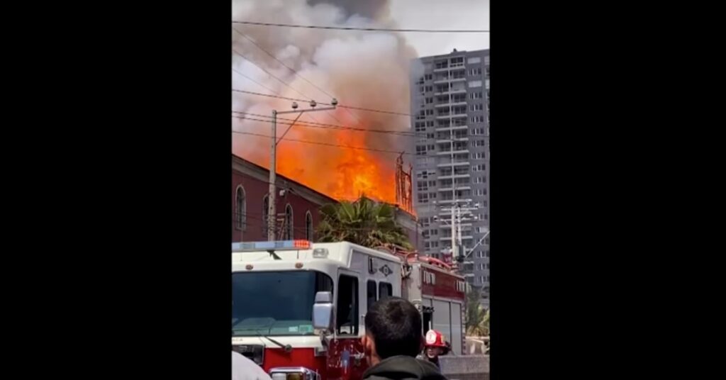 Historic church after destroyed by raging fire in coastal Chile