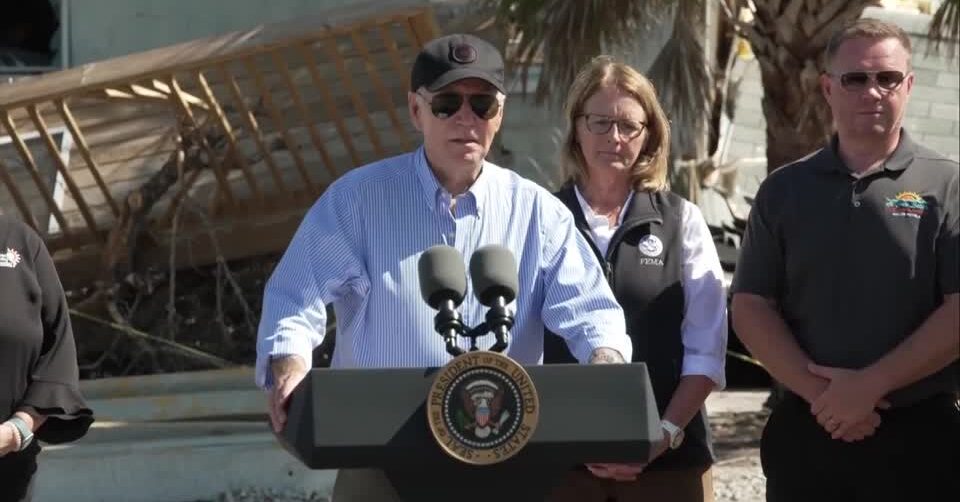 Biden tours Florida's storm-hit streets as Milton debris piles up