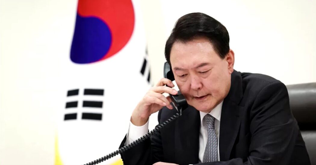 South Korea President Yoon Seok-Yol on phone speaking