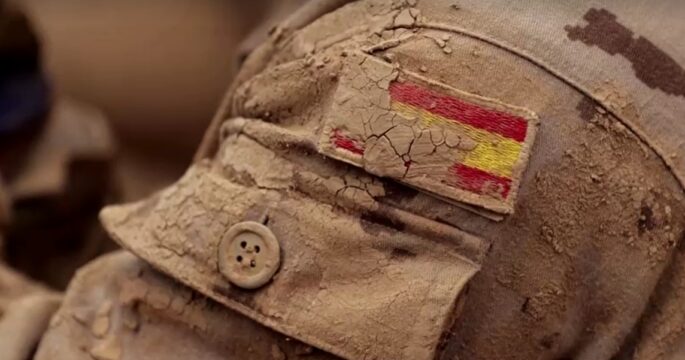 Spain flag with dry mud