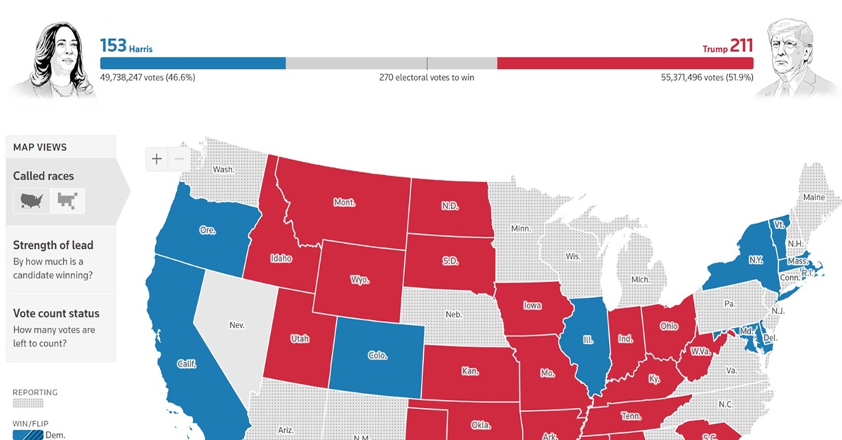 electoral votes projected by Edison Research at 11.00 pm