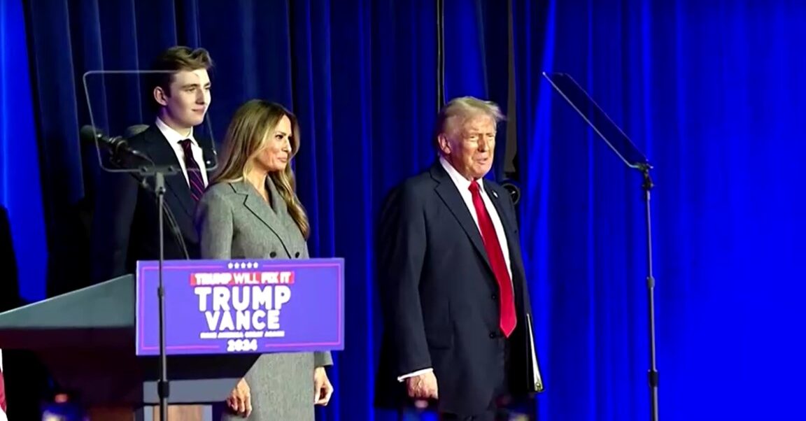 Trump and family on victory claiming stage