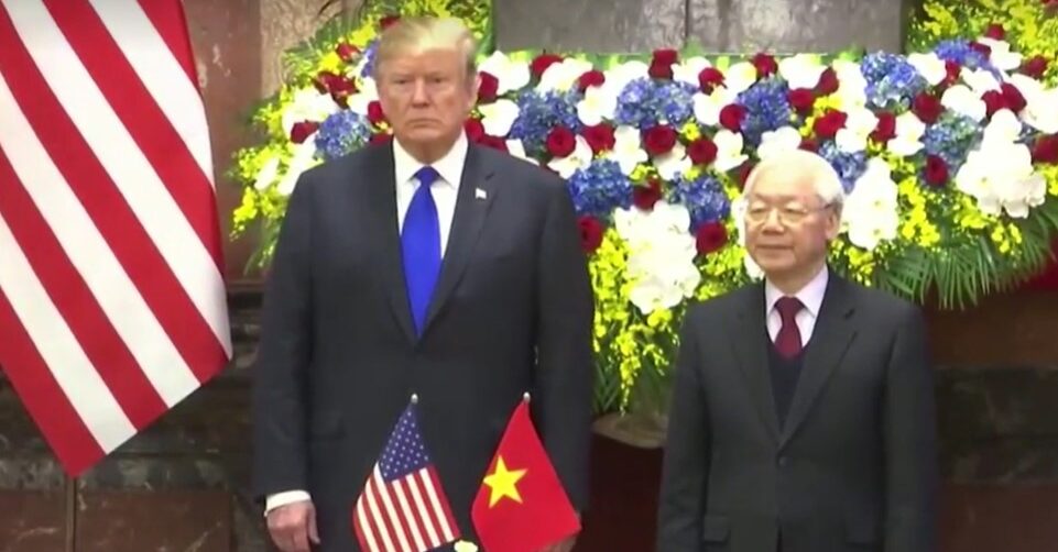 Trump and Nguyen Phu Trong in Vietnam in 2019