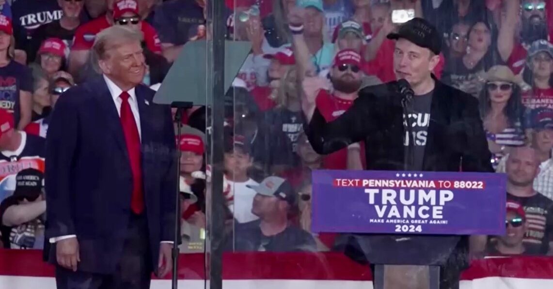 Elon Musk with Trump at campaign rally in Pennsylvania Oct 5