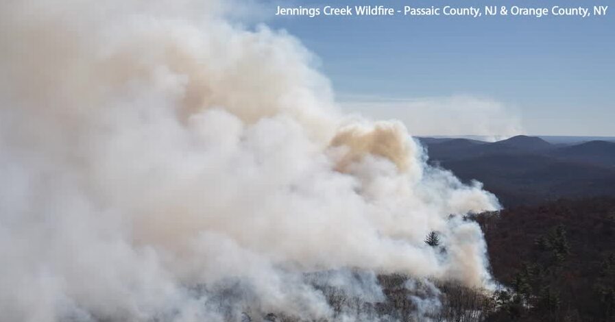 Firefighters in New Jersey, New York combat blazes fueled by strong winds