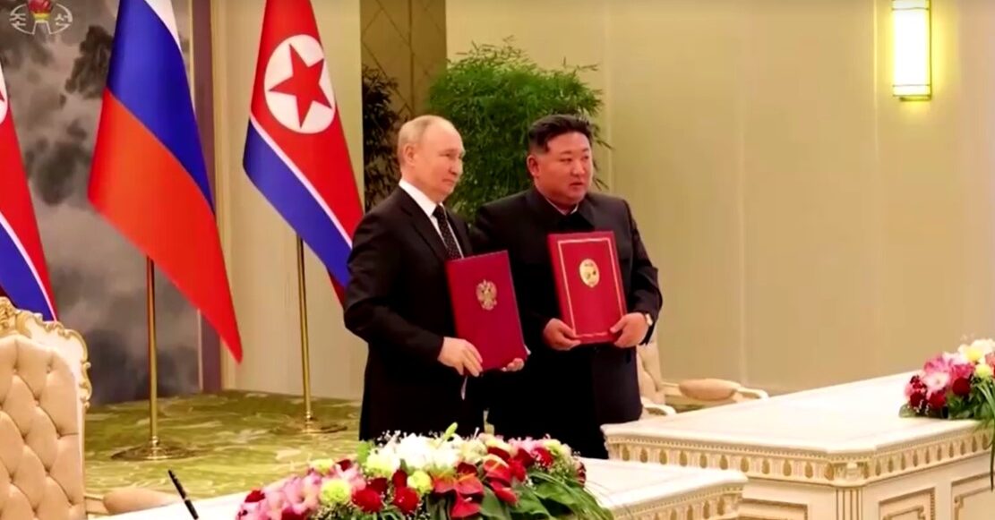 North Korea and Russia leaders hold mutual defence treaty