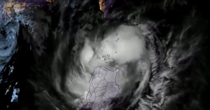 Satellite imagery captures typhoon Usagi moving over northeastern Philippines