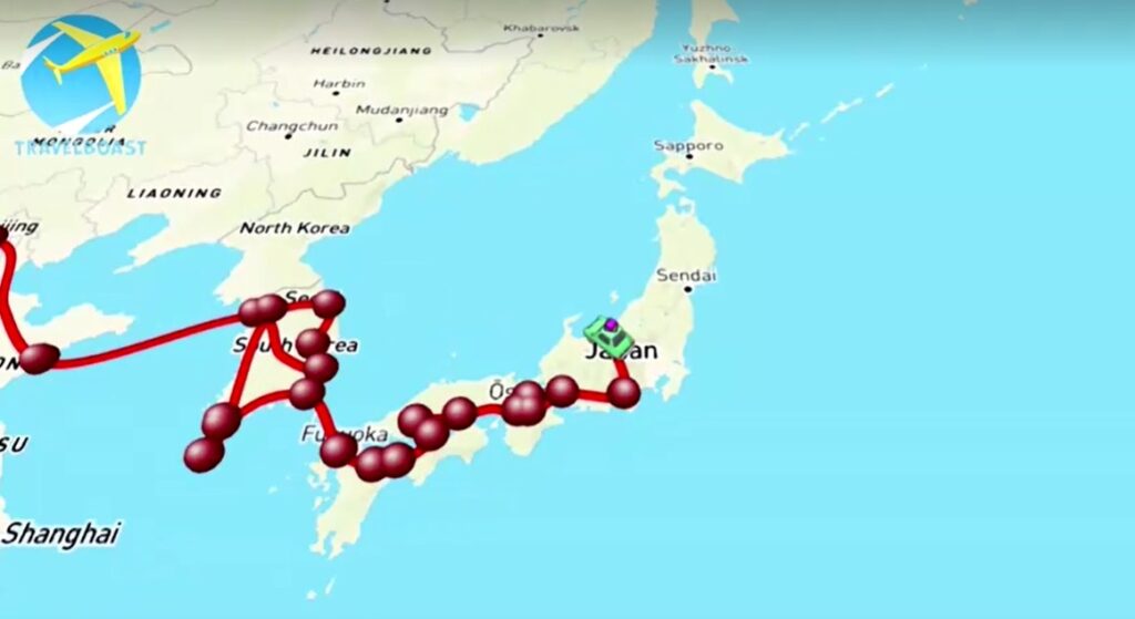 Egyptian adventurer reaches Japan after 274 days of overland travel map last day