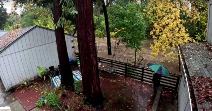 creek raged from atmospheric river in Santa Rosa