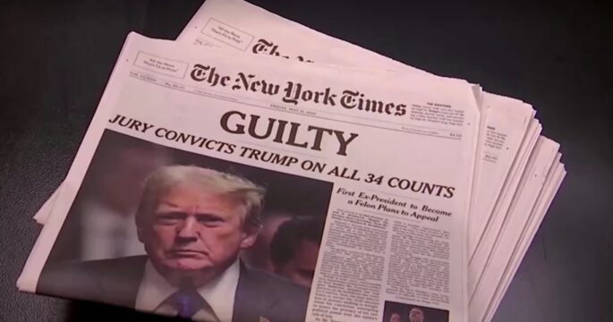 news headline on Trump was sentenced guilty on hush money case