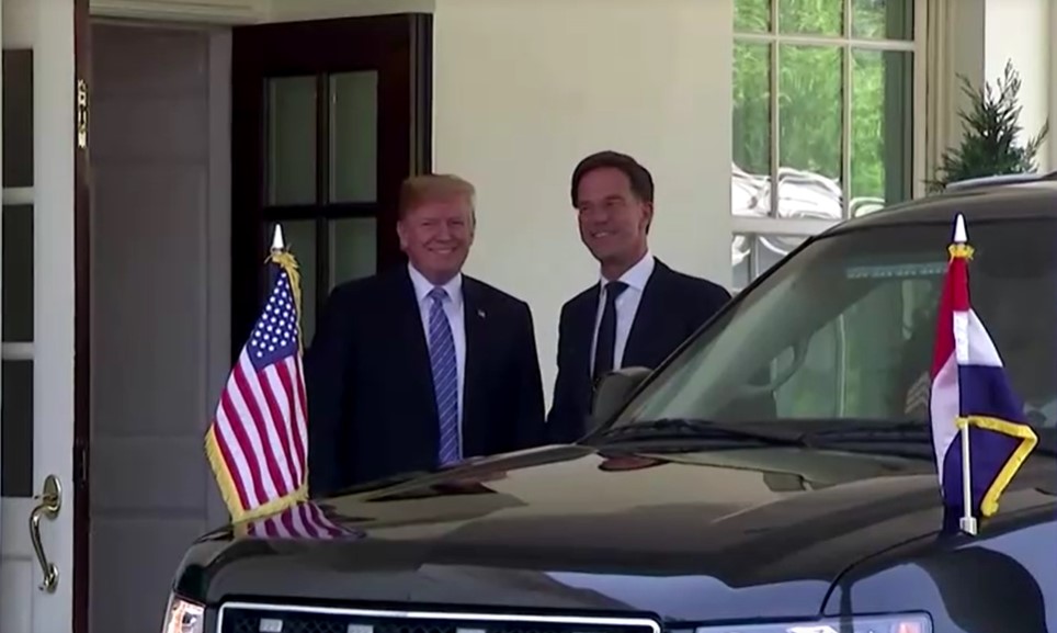 Trump welcomes Rutte at White House in July 2018