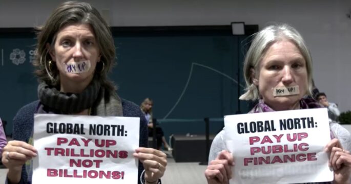 protesters call for rich countries to pay up for poor countries