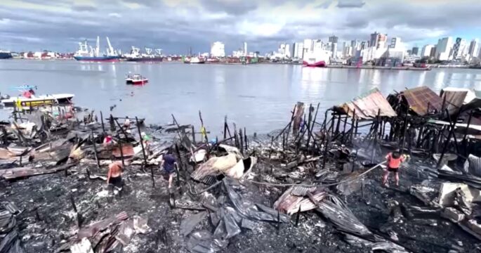 Large fire hits Manila slums