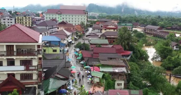 Drone views of Vang Vieng