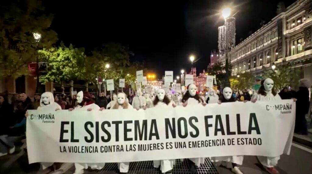 Hundreds march in Madrid to denounce violence against women