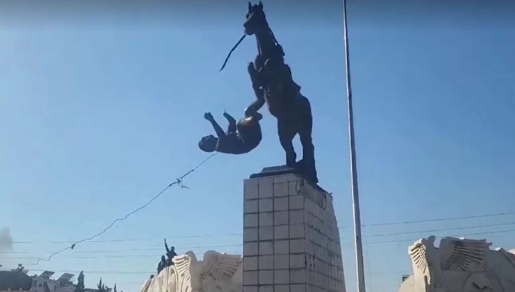 Statue of Bashar al-Assad's brother after torn down in Aleppo