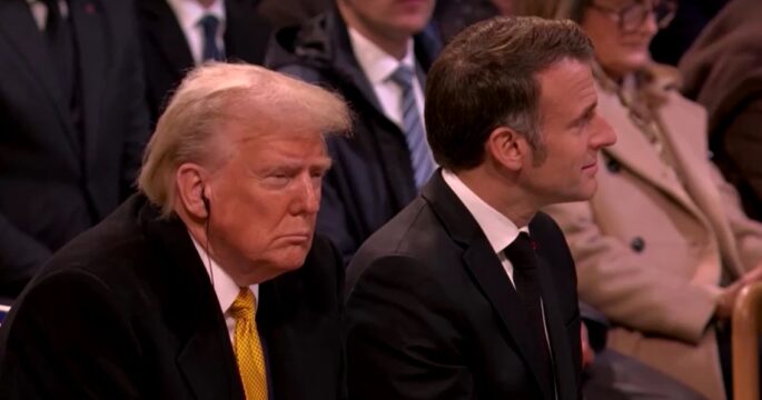 Trump and Macron during Notre-Dame re-opens