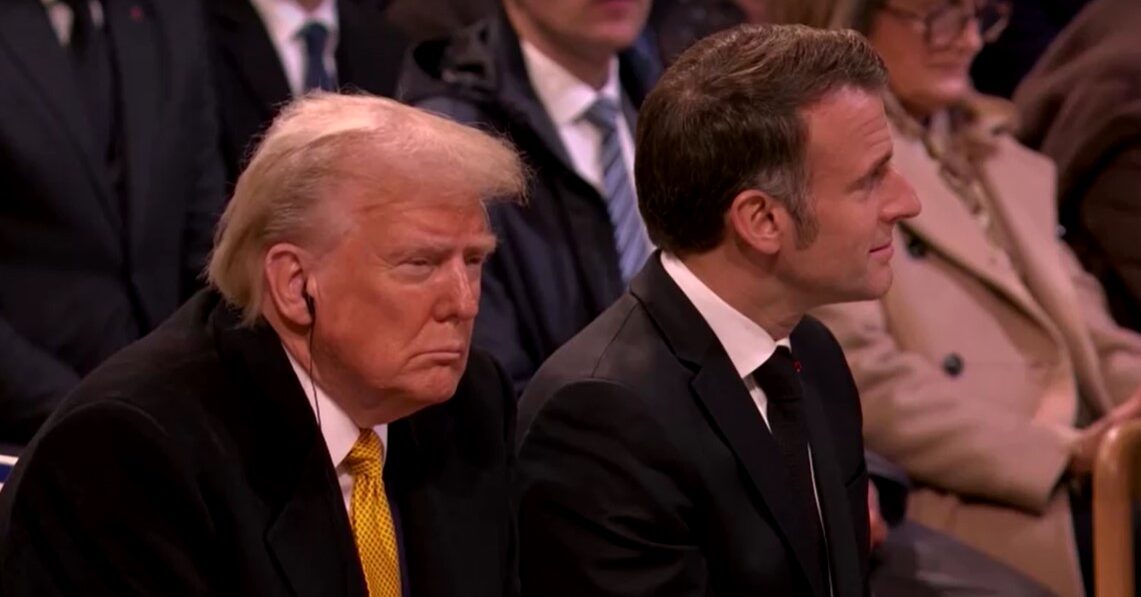 Trump and Macron during Notre-Dame re-opens