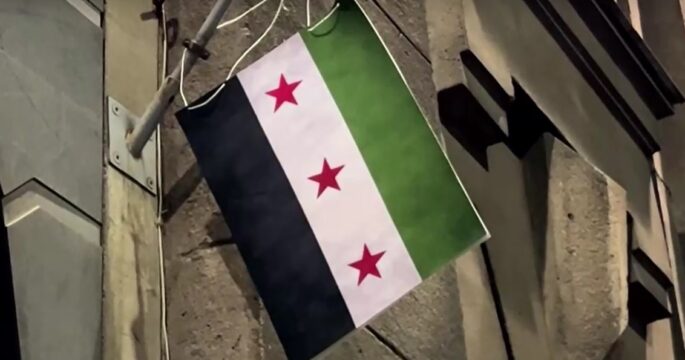 Syrian rebel flag seen hanging outside consulate in St. Petersburg