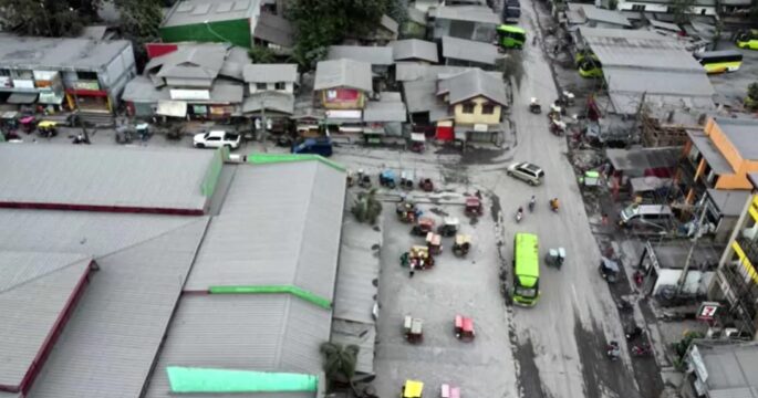 Philippine town covered in ash after Kanlaon volcano eruption