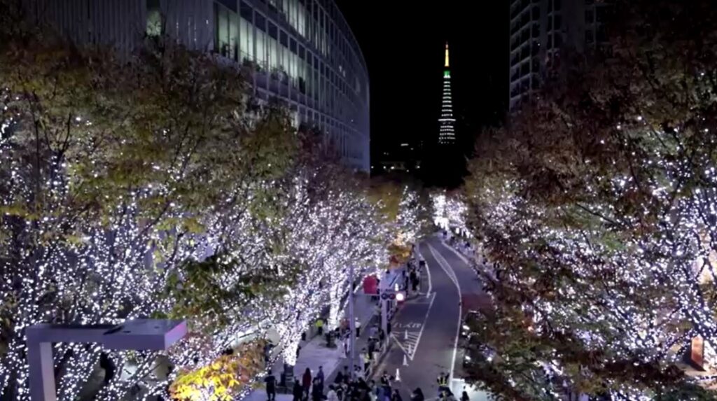 Christmas decoration in front of Tokyo Tower