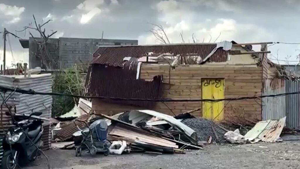 Cyclone damaged houses in Mayotte