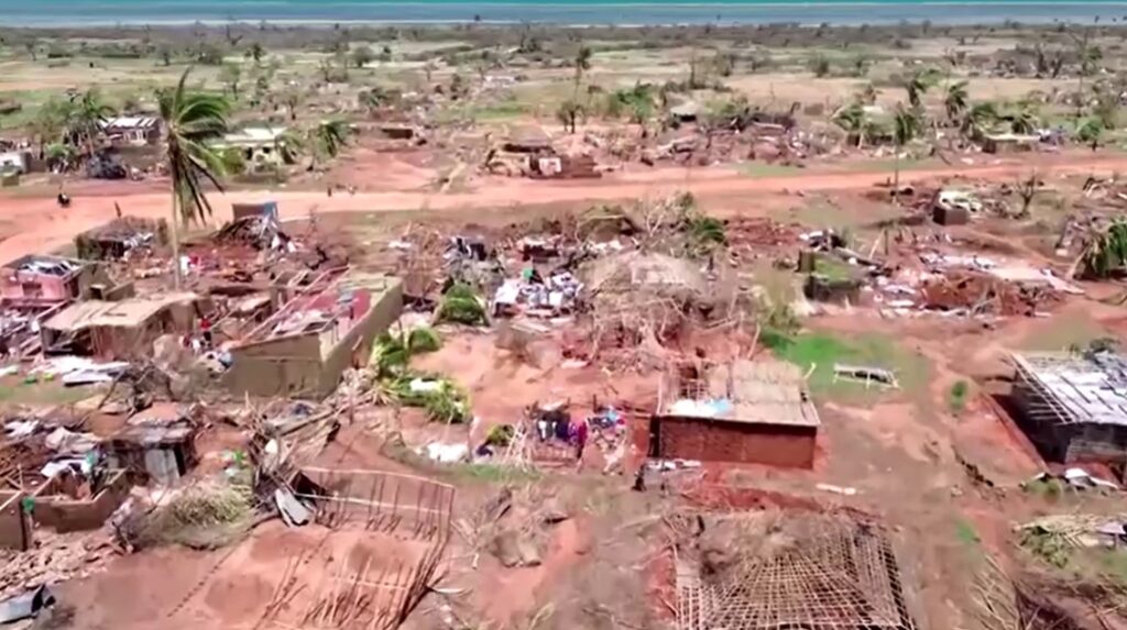 Drone footage reveals trail of destruction left by cyclone Chido in Mozambique