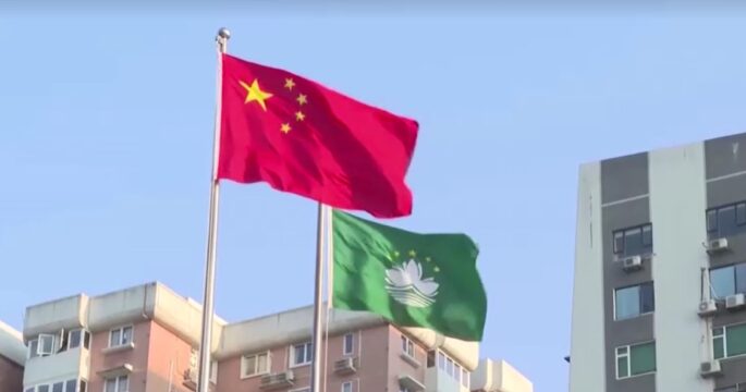 Chinese and Macao flags raising ceremony