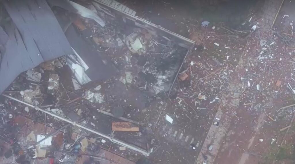 aerial view of aftermath of Brazil plane crash